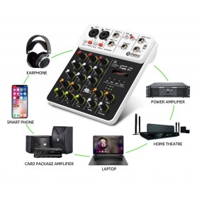 Mini table de mixage Audio Portable à 4 Canaux, Interface Audio pour l'Enregistrement sur PC - V4
