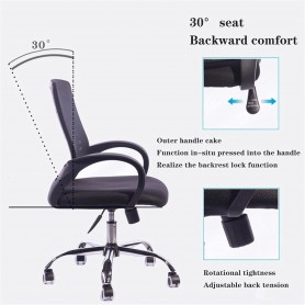 Chaise de Bureau Simple et Confortable en Tissu Mesh, Accoudoirs, roulettes, hauteur reglable