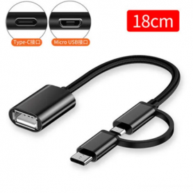 Câble OTG Type C vers USB Adaptateur OTG Micro USB 3.0 2 en 1 Convertisseur USB Type-C Femelle