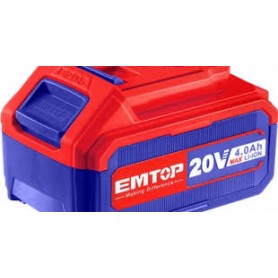 Batterie de remplacement EMTOP EBPK2002, 4.0Ah Lithium-Ion, 20V, indicateur de niveau