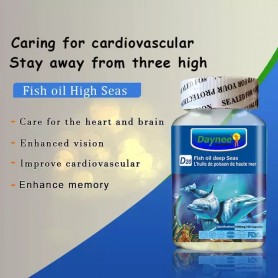 L'huile de poisson de haute mer Daynee avec DHA et l'EPA, riches en acides gras insaturés
