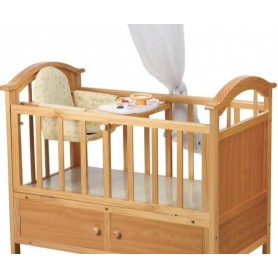 Berceau En Bois pour bébé Avec Rangement, Moustiquaire, Table À Langer – Marron