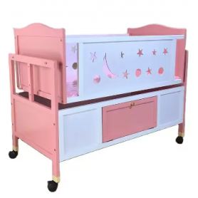 Lit Berceau pour bébé Multifonctionnel en bois massif et metal, Style Moderne de Qualité Supérieure