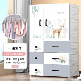 Armoire pour Bébé en Plastique avec Conception Dessin Animé Cerf et Tiroirs de Rangement