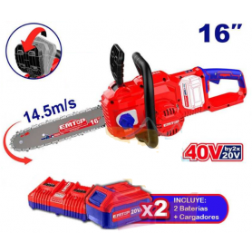 Tronçonneuse Sans Fil EMTOP ELGA40168 , 40V Batteries Lithium-Ion avec Moteur Brushless