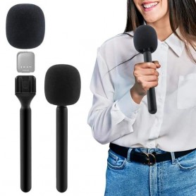 Support Microphone lavalier Sans Fil avec Poignée de Transmission Main, Griffe et Pare-Brise