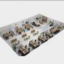 Station de Travail de Bureau en Bois MDF- HX-8NR0074, 4 Sièges avec Partition