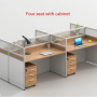 Station de Travail de Bureau en Bois MDF- HX-8NR0074, 4 Sièges avec Partition