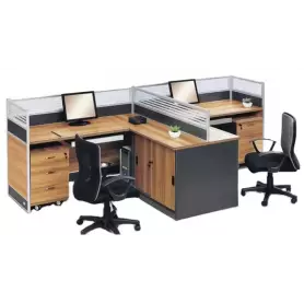 Station de Travail pour bureau Moderne en Bois NS-WR005 pour bureau avec Cloison en Verre