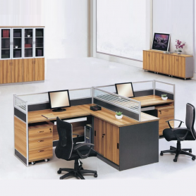 Station de Travail pour bureau Moderne en Bois NS-WR005 pour bureau avec Cloison en Verre