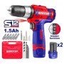 Perceuse à Percussion Sans Fil - EMTOP ECIDL12622, 12V, 0-400 / 0-1500 RPM de Vitesse à Vide, avec deux batteries