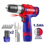 Perceuse à Percussion Sans Fil - EMTOP ECIDL12622, 12V, 0-400 / 0-1500 RPM de Vitesse à Vide, avec deux batteries