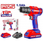 Perceuse Sans Fil - EMTOP ECDL620011, 20V, 1.5Ah, Mécanique à 2 vitesses, avec Batterie et chargeur