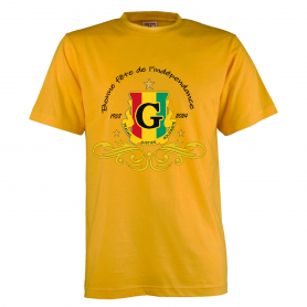 T-Shirts Jaune "Guinée 66", 100% coton de haute qualité, Col rond classique, unisexe, adaptée à tous