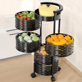 Etagère de Cuisine en Métal pour légumes et fruits, 5 couches, Rotatif, Résistant aux rayures