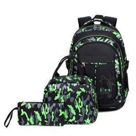 Grand Sac à Dos scolaire 3 pièces SA005, pour homme Camouflage - en Nylon imperméable