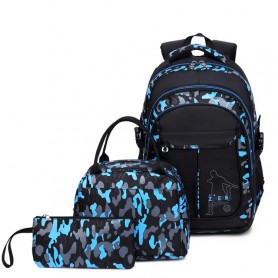 Grand Sac à Dos scolaire 3 pièces SA005, pour homme Camouflage - en Nylon imperméable