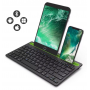 Clavier Bluetooth sans fil rechargeable avec support robuste pour tablette et smartphone