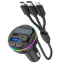 Transmetteur FM pour voiture 3 en 1, Bluetooth, Chargeur USB avec Câble avec Affichage LED Intégré