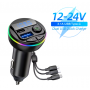 Transmetteur FM pour voiture 3 en 1, Bluetooth, Chargeur USB avec Câble avec Affichage LED Intégré