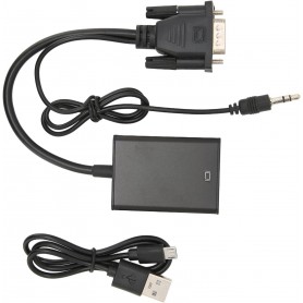 Convertisseur VGA vers HDMI Adaptateur Full HD 1080p, Port audio 3,5 mm, Port Micro USB pour alimentation