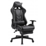 Chaise Gaming Ergonomique avec Repose-Pieds et coussin lombaire en cuir PU - Noir