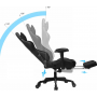 Chaise Gaming Ergonomique avec Repose-Pieds et coussin lombaire en cuir PU - Noir