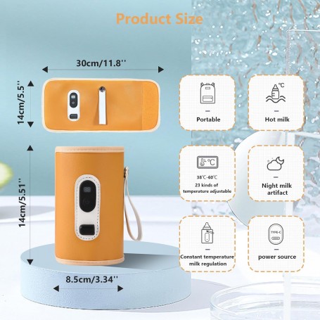 BEBELUX Chauffe-Biberon V2 Portable – Chauffage Rapide USB-C 36W, Stérilisation, Température Parfaite, Sans BPA, Idéal Voyage