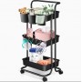 Chariot Multifonction à 3 Niveaux avec Roulettes, Idéal pour Cuisine, Salle de Bain , Maison t bureau