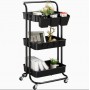Chariot Multifonction à 3 Niveaux avec Roulettes, Idéal pour Cuisine, Salle de Bain , Maison t bureau