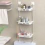 Etagère de Rangement Mural Multifonction à 3 Niveaux pour Salle de Bain