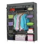 Armoire de rangement d’habits Portative 3 battants avec Housse en Tissu – 130×45×175 cm