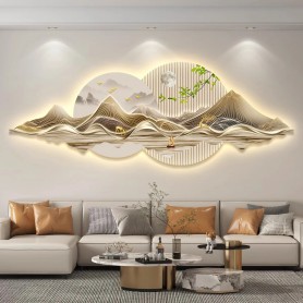 Tableau Paysage mural Décoratif LED Minimaliste de Luxe Moderne pour Décoration de Salon