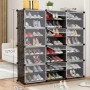 Étagère à Chaussures en Plastique DIY, 6 Niveaux, Noir, Réglable et Facile à Assembler