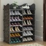 Étagère à Chaussures en Plastique DIY, 6 Niveaux, Noir, Réglable et Facile à Assembler