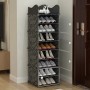 Étagère à Chaussures en Plastique DIY, 6 Niveaux, Noir, Réglable et Facile à Assembler
