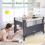 Lit Berceau pliable Bébé Évolutif COSTWAY 5 en 1 avec Matelas & Table à Langer