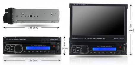 Lecteur DVD voiture universel écran LCD rétractable 7 pouces