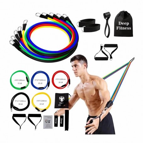 Corde de Traction Élastique Multifonctionnelle avec Barre d'Entraînement - en Caoutchouc (12 PCS)