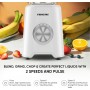Mixeur, blender Nikai NB1900NA1, 3-en-1, 300W, 3 Bocaux Incassables, 2 Vitesses, Lames en Acier Inoxydable