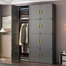 Armoire Pliable en Plastique, avec Portes Coulissantes KT-286 modulable, pratique pour organiser votre espace