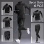 Ensemble de survêtements Sport 5 Pièces pour Homme Taille élastique en Polyester