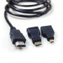 Câble HDMI 3-en-1, 1,5m avec Adaptateurs Mini HDMI & Micro HDMI