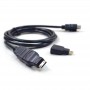 Câble HDMI 3-en-1, 1,5m avec Adaptateurs Mini HDMI & Micro HDMI