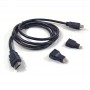 Câble HDMI 3-en-1, 1,5m avec Adaptateurs Mini HDMI & Micro HDMI