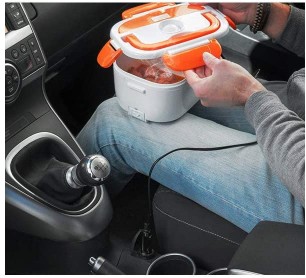 Boîte à lunch électrique portable pour réchauffer des aliments , 40 W, 12 V, PP, blanc et orange