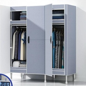 Armoire de Rangement Moderne 3 Portes, 125 x 45 x 170 cm, Acier Renforcé 20 mm, Design Pliable