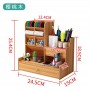 Porte-Crayons, Organisateur de Bureau avec Tiroir en Bois Multifonction avec12 Compartiments, en noir marron et blanc