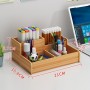 Porte-Crayons, Organisateur de Bureau avec Tiroir en Bois Multifonction avec12 Compartiments, en noir marron et blanc
