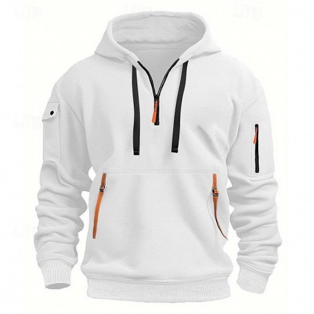 Pull Sweat Demi-Zip Homme, Hoodie Confort en 2XL et EXL, pour Sport, Travail ou Loisirs